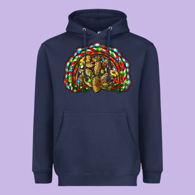 Christmas Rainbow With Leopard Cactus Heavyweight Hoodie Designed By Ranaportraitstore