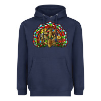 Navy christmas rainbow with leopard cactus Heavyweight Hoodie - RanaPortraitStore