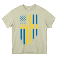 Mossy Sweden Swedish Roots American Flag | Canadian Roots Heavy Core Tee - artisFamous