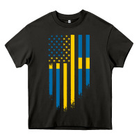 Asphalt Sweden Swedish Roots American Flag | Canadian Roots Heavy Core Tee - artisFamous