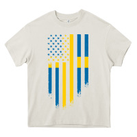 Cream Sweden Swedish Roots American Flag | Canadian Roots Heavy Core Tee - artisFamous