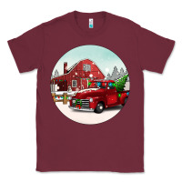 Burgundy Christmas farm Christmas Classic Tee - BarkalooDesign