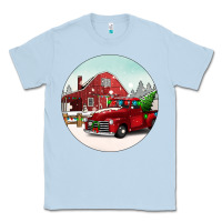 Dusty Blue Christmas farm Christmas Classic Tee - BarkalooDesign
