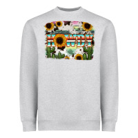 Heather Grey Howdy Serape And Sunflower Heavyweight Sweatshirt - RanaPortraitStore