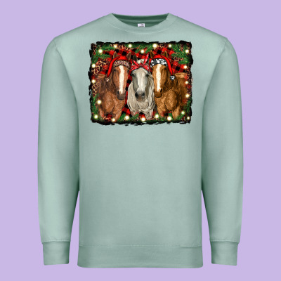 Christmas Horses Premium Sweatshirt Designed By Ranaportraitstore