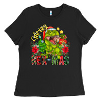 Black Merry Rexmas Ladies Tee - CowhideDigitalArt