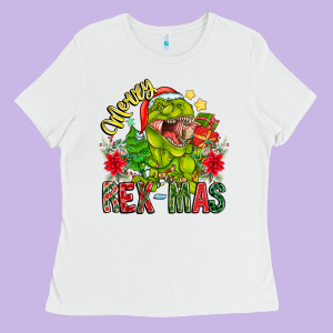 Merry Rexmas Ladies Tee Designed By Cowhidedigitalart