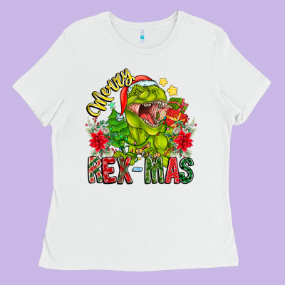 Merry Rexmas Ladies Tee Designed By Cowhidedigitalart