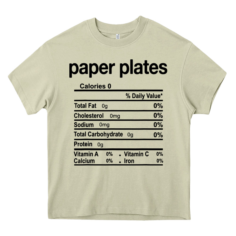 Paper Plates Nutrition Facts Funny Thanksgiving Christmas Heavy Core Tee by artisFamous | Teevron
