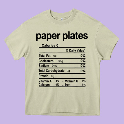 Paper Plates Nutrition Facts Funny Thanksgiving Christmas Heavy Core Tee Designed By Artisfamous