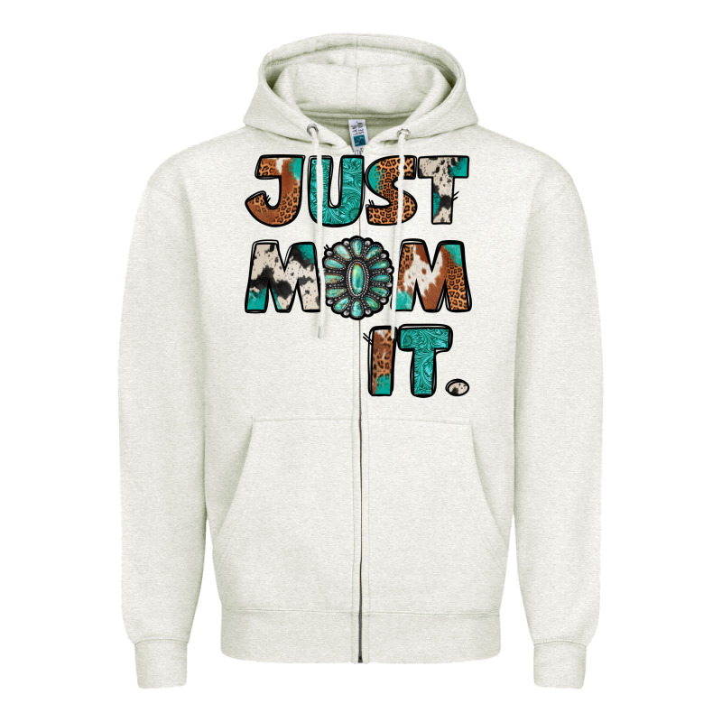 Just Mom It Cowhide Turquoise Zipper Hoodie by Jasminsmagicworld | Teevron