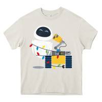 Cream wall e eve christmas light wrap graphic t shirt Heavy Core Tee - artisFamous