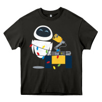 Wall E Eve Christmas Light Wrap Graphic T Shirt Heavy Core Tee | Teevron