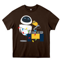 Chocolate Brown wall e eve christmas light wrap graphic t shirt Heavy Core Tee - artisFamous