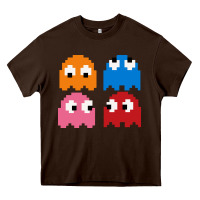 Chocolate Brown pacman ghosts cool retro 80s Heavy Core Tee - artisFamous
