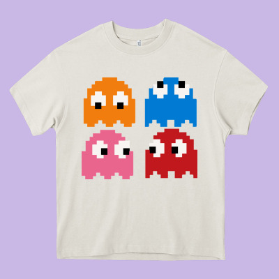 Pacman Ghosts Cool Retro 80s Heavy Core Tee Designed By Artisfamous
