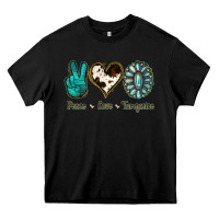 Black Peace Love Turquoise Heavy Core Tee - Jasminsmagicworld