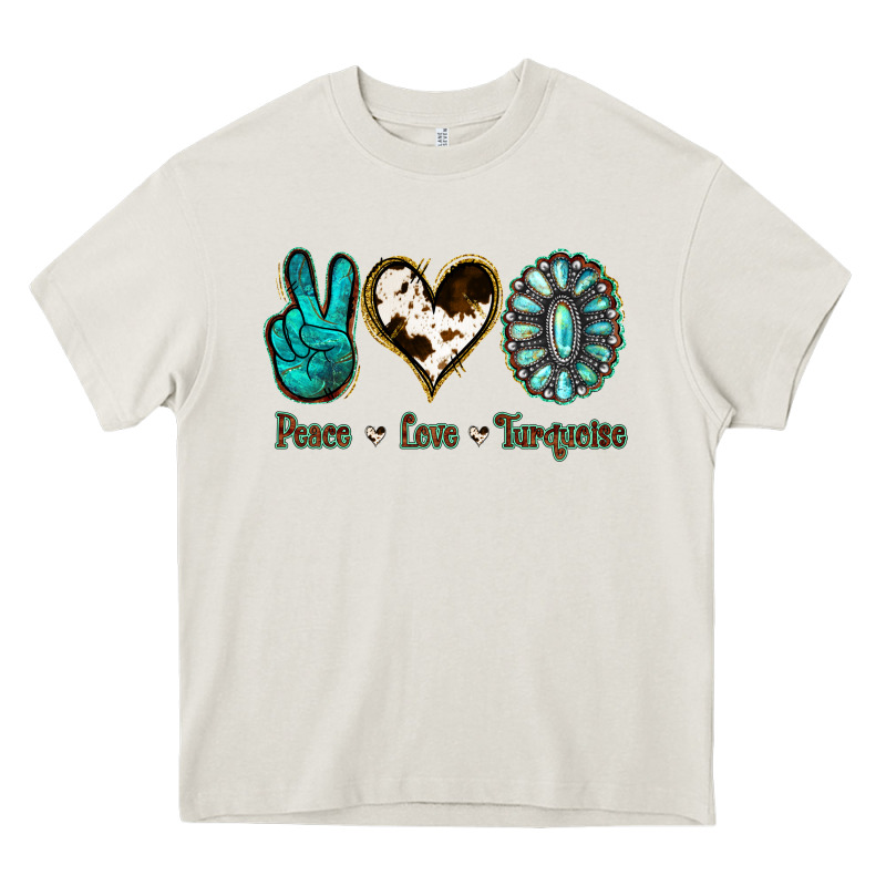 Peace Love Turquoise Heavy Core Tee by Jasminsmagicworld | Teevron