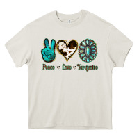 Cream Peace Love Turquoise Heavy Core Tee - Jasminsmagicworld
