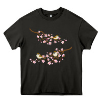 Asphalt cherry blossom sakura with bird Heavy Core Tee - artisFamous