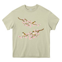 Mossy cherry blossom sakura with bird Heavy Core Tee - artisFamous