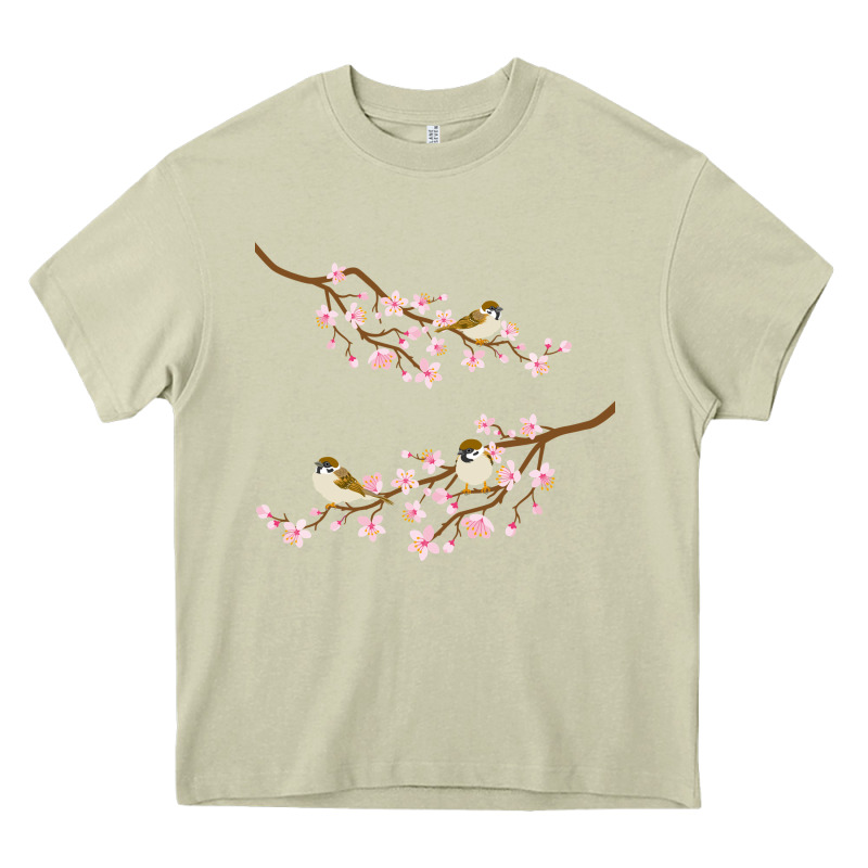 Cherry Blossom Sakura With Bird Heavy Core Tee by artisFamous | Teevron