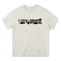 Cream i hate myself Heavy Core Tee - artisFamous