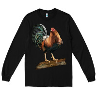 Black american game rooster standing Long Sleeve Tee - LillyAllenDesigns