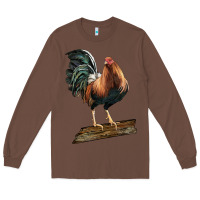 Chestnut american game rooster standing Long Sleeve Tee - LillyAllenDesigns