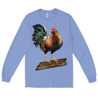 Colony Blue american game rooster standing Long Sleeve Tee - LillyAllenDesigns
