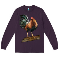 Plum american game rooster standing Long Sleeve Tee - LillyAllenDesigns
