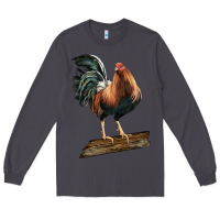 Smoke american game rooster standing Long Sleeve Tee - LillyAllenDesigns