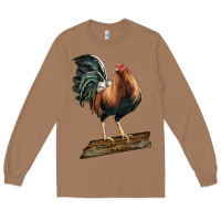 Toasted Coconut american game rooster standing Long Sleeve Tee - LillyAllenDesigns