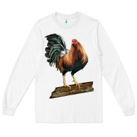 White american game rooster standing Long Sleeve Tee - LillyAllenDesigns