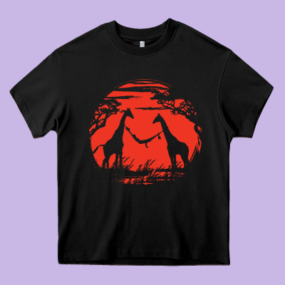Giraffe Heavy Core Tee Designed By Artisfamous