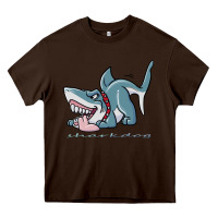 Chocolate Brown Sharkdog Sticker Heavy Core Tee - artisFamous