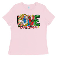 Bubblegum Pink Love Came Down Ladies Tee - CowhideDigitalArt