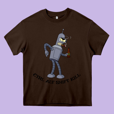 Futurama Ctrl Alt Shift Kill Bender Heavy Core Tee Designed By Artisfamous