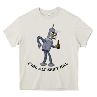 Cream Futurama Ctrl Alt Shift Kill Bender Heavy Core Tee - artisFamous