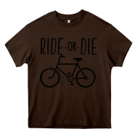 Chocolate Brown ride or die bicycle Heavy Core Tee - artisFamous
