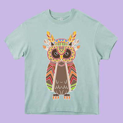 Native Owl Heavy Core Tee Designed By Artisfamous