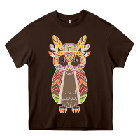 Chocolate Brown Native OWL Heavy Core Tee - artisFamous