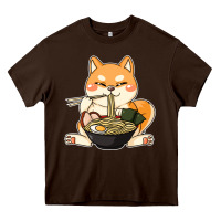 Chocolate Brown shiba inu dog ramen Heavy Core Tee - artisFamous