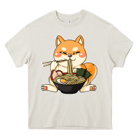 Cream shiba inu dog ramen Heavy Core Tee - artisFamous