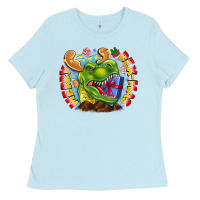 Baby Blue Merry Rexmas Ladies Tee - CowhideDigitalArt