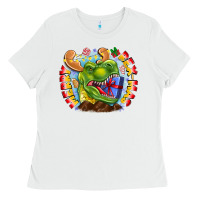 White Merry Rexmas Ladies Tee - CowhideDigitalArt