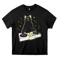 Black cat dj Heavy Core Tee - artisFamous