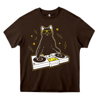 Chocolate Brown cat dj Heavy Core Tee - artisFamous