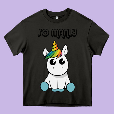 So Manly Funny Unicorn Heavy Core Tee Designed By Artisfamous