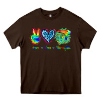 Chocolate Brown Peace Love Hairstylist Heavy Core Tee - Jasminsmagicworld